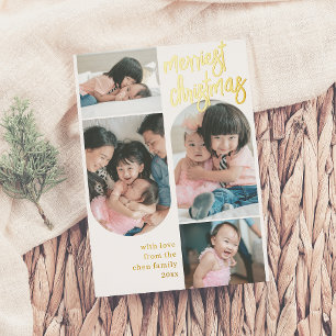 Real Foil   Merriest Christmas Arch 4 Photo  Holiday Card