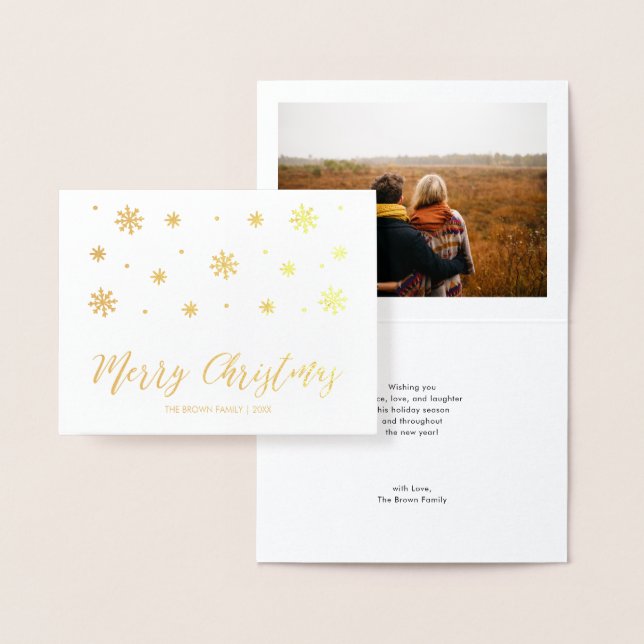 Real Foil Merry Christmas Photo Greeting Card (Display)