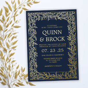 Real Foil Minimal Leaf Gold Foliage Wedding