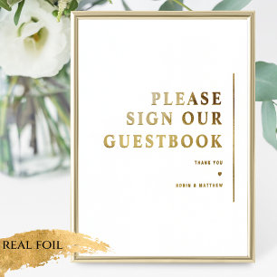 Real Foil Minimal Wedding Guest book Sign