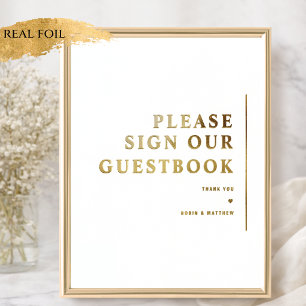 Real Foil Minimal Wedding Guest book Sign
