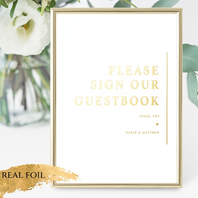 Real Foil Minimal Wedding Guest book Sign (Creator Uploaded)