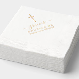Real Foil Minimalist Elegant Baptism  Napkins
