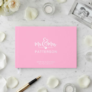 Real Foil Mr & Mrs Personalized Name Pink Wedding Guest Book