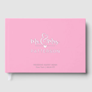 Real Foil Mr & Mrs Personalized Name Pink Wedding Guest Book