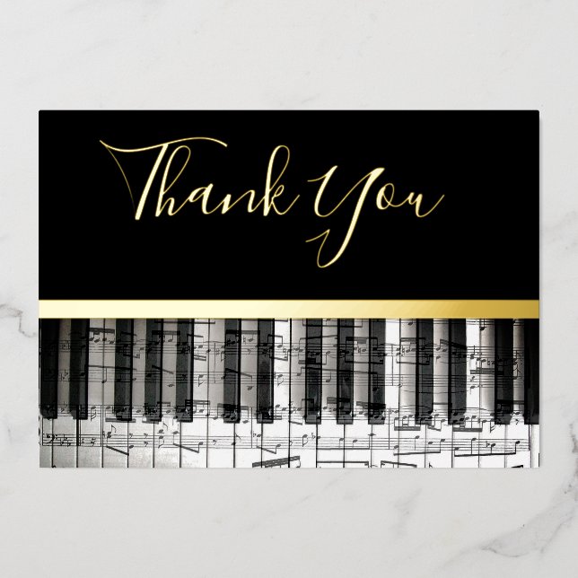 real foil  music thank you card (Front)