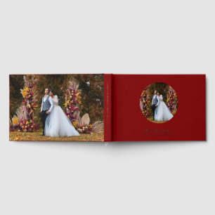 Real Foil Photo Simple Personalized Red Wedding Guest Book