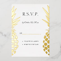 real foil pineapples wedding RSVP 