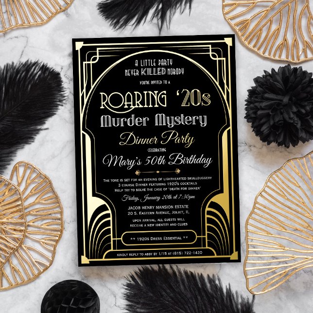 Real Foil Roaring 20s Murder Mystery Invitation (Creator Uploaded)