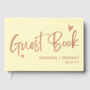 Real Foil Rose Gold Calligraphy Script Wedding Guest Book
