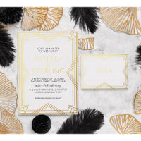 Real Foil RSVP Art Deco Geometric Gold Foil Meal 