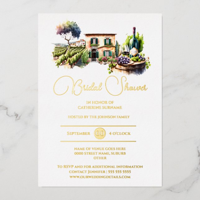 Real foil rustic winery landscape gold bridal (Front)