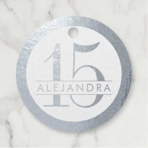 REAL FOIL Silver and Pink 15th Quince Años Favour Tags