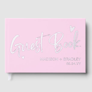 Real Foil Silver Calligraphy Script Modern Wedding Guest Book