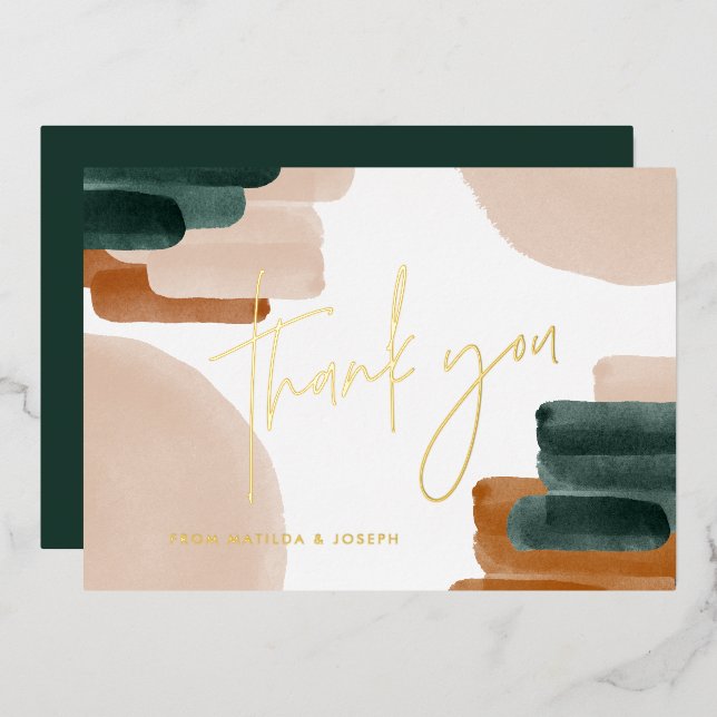 real foil terracotta baby shower thank you  foil holiday card (Front/Back)