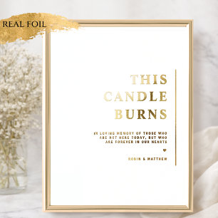 Real Foil This Candle Burns Minimal Wedding Sign