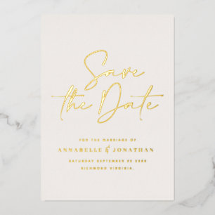 real foil trendy handwritten wedding announcement