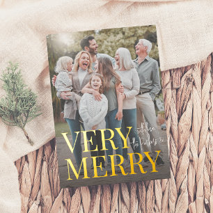 Real Foil Very Merry Family Photo Christmas Holiday Card