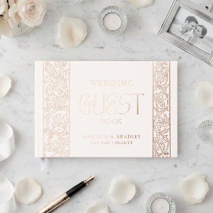 Real Foil Vintage Floral Cream  Wedding Guest Book