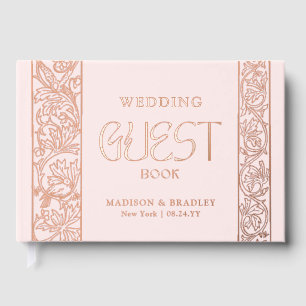 Real Foil Vintage Floral Pink Wedding Guest Book