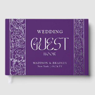 Real Foil Vintage Floral Purple Wedding Guest Book
