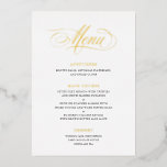 Real Foil Wedding Menu Classic Script Calligraphy<br><div class="desc">MYRA FOIL • This classic script wedding dinner menu card is designed for romantic and/or formal weddings. The black and white traditional wedding colours along with the real gold foil headers, the fabulous script calligraphy, and the formal style for the copy text combined make this timeless collection a perfect design...</div>