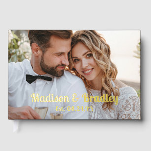 Real Foil Wedding Photo Personalized Names Guest Book