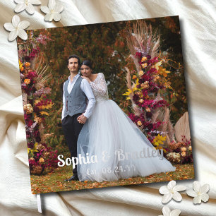 Real Foil Wedding Photo Personalized Names Guest Book