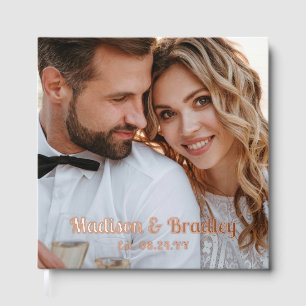 Real Foil Wedding Photo Personalized Names Guest Book