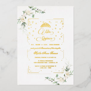 REAL FOIL White Floral Mis Quince Quinceañera