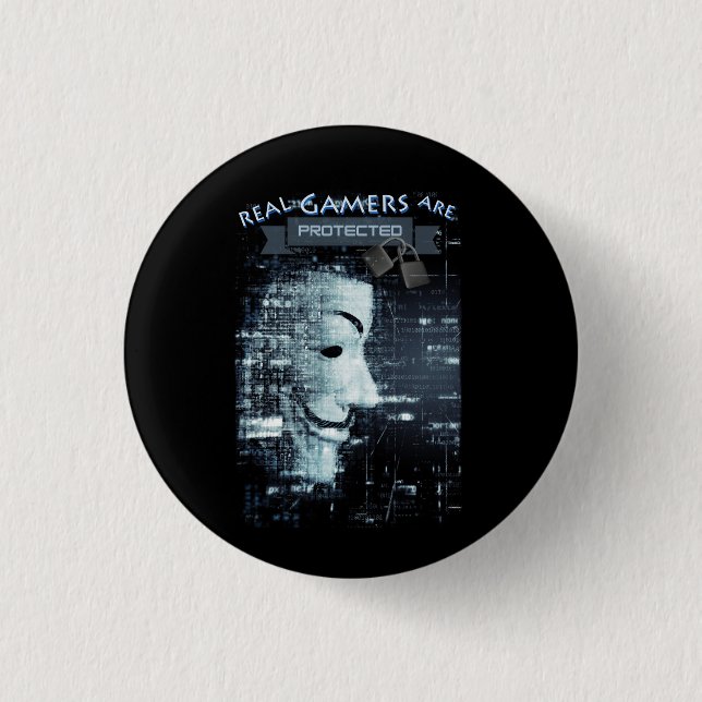 Real Gamers are Protected  1 Inch Round Button (Front)