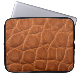 Real genuine tan brown alligator leather texture,  laptop sleeve