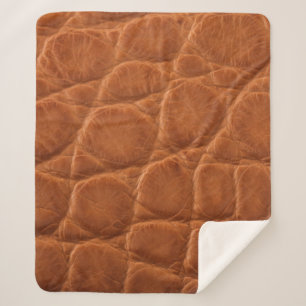 Real genuine tan brown alligator leather texture,  sherpa blanket