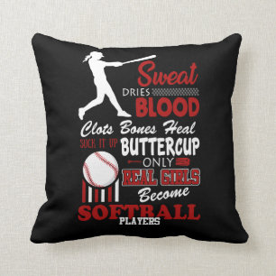 Real Girls Become Softball Players Gift Throw Pillow