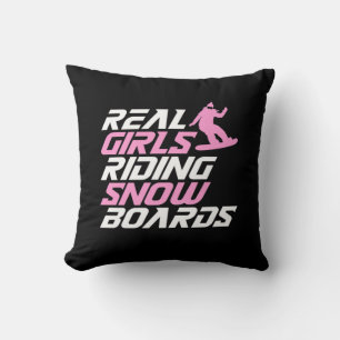 Real Girls Riding Snowboards Throw Pillow