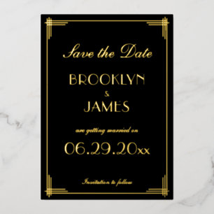 Real Gold Foil Art Déco Enregistrer Les Cartes De