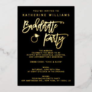 Real Gold Foil Bachelorette Party Invitations