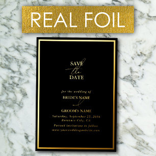 Real Gold Foil Black & Gold Wedding Save the Date
