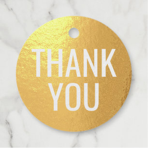 REAL GOLD FOIL Black Script Calligraphy Thank You Favour Tags