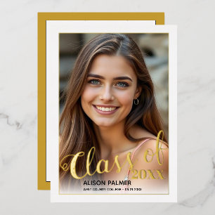 Real gold foil Class of 2026 script photo
