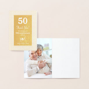 Real Gold Foil Dots 50th Anniversary Thank You Card
