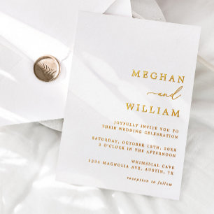 Real Gold Foil Elegant Calligraphy Wedding