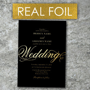 Real Gold Foil Elegant Classy Luxury Black Wedding