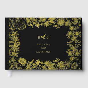 Real Gold Foil Elegant Floral Botanical Wedding Guest Book
