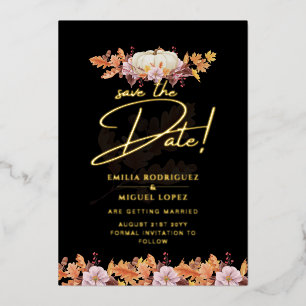 Real GOLD FOIL Fall Pumpkin Save Date Wedding