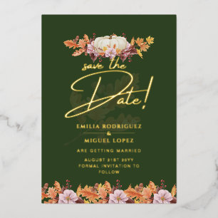 Real GOLD FOIL Fall Pumpkin Save Date Wedding Foil