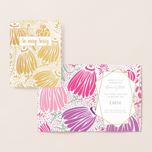 Real Gold Foil Floral Sympathy Miscarriage Card (Display)