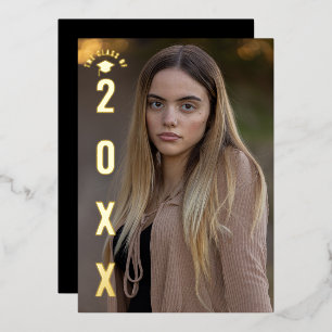Real Gold Foil Graduation Photo Announcement 