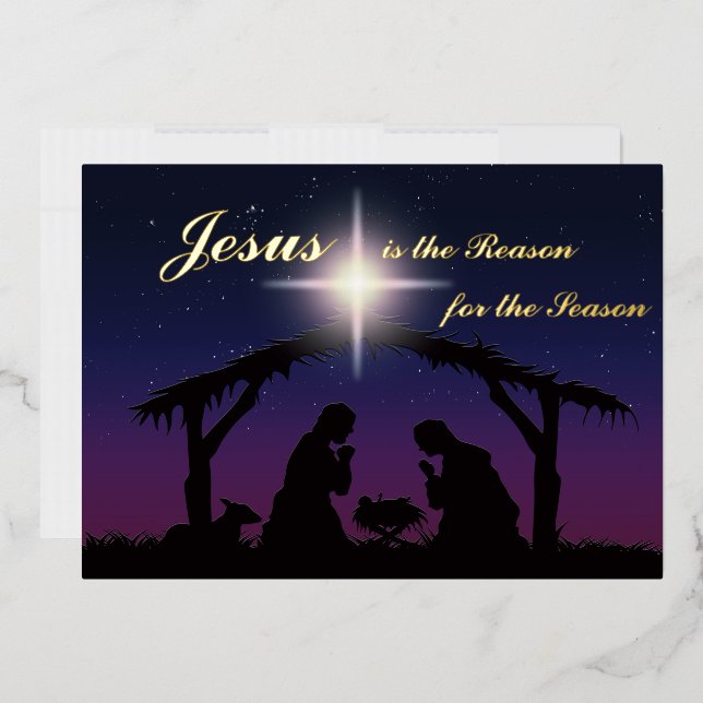 REAL Gold Foil Jesus is the Reason Nativity Card (Envelope)