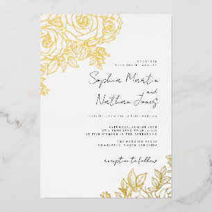 Real Gold Foil Lush Rose Wedding 